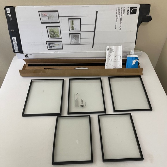 Umbra Exhibit Multi Photo Display Black Hanging Picture Frames Collage - Picture 1 of 8